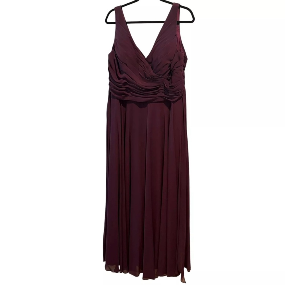 Vtg Watters Chiffon Dress Bridesmaid A-line Wine Red Plus Sz 18w Wedding Formal